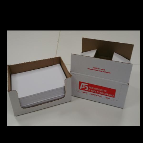 BREFIOCART RISMA DA 1000 FOGLI 80 GR 14.8 X 21 CM A5 INDICATA PER RICETTE MEDICHE IN PRATICO BOX DI CARTONE BIANCO